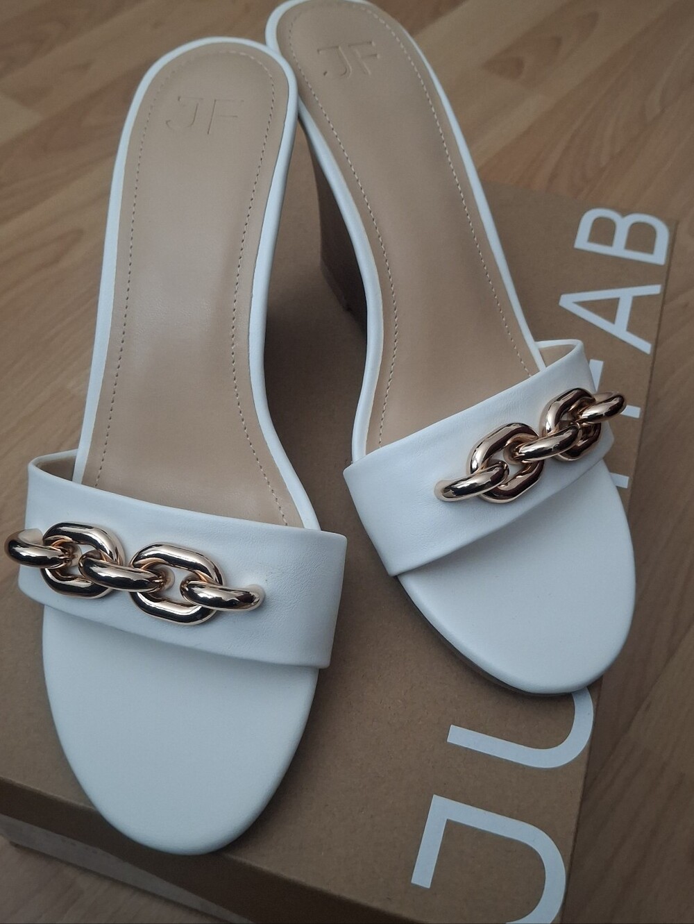 Just Fab Brooke Bright White Heeled Sandals